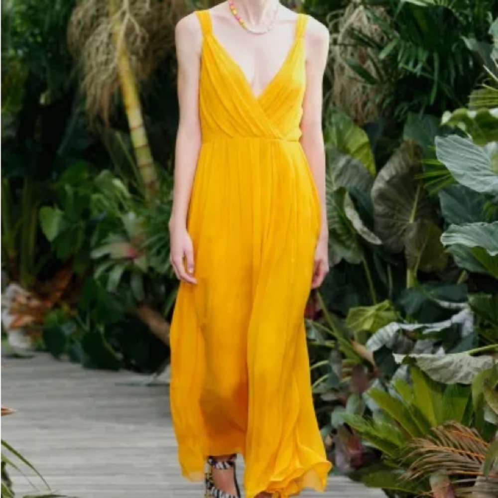NWT Jason Wu Marigold Yellow-Orange Pleated Dress
